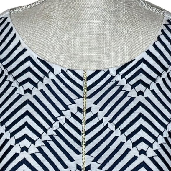 J. CREW Herringbone Print Short Sleeve Top - Size XS - Picture 4 of 8